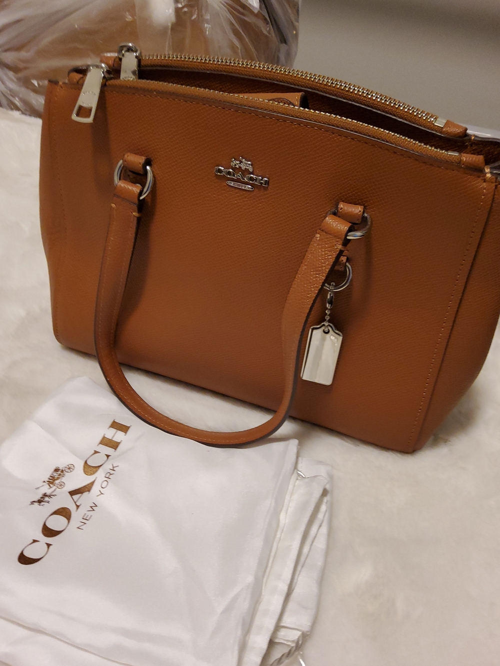 Coach Stanton 26 - Carryall Saddle Brown Crossgrain Leather Satchel Bag - Picture 14 of 16